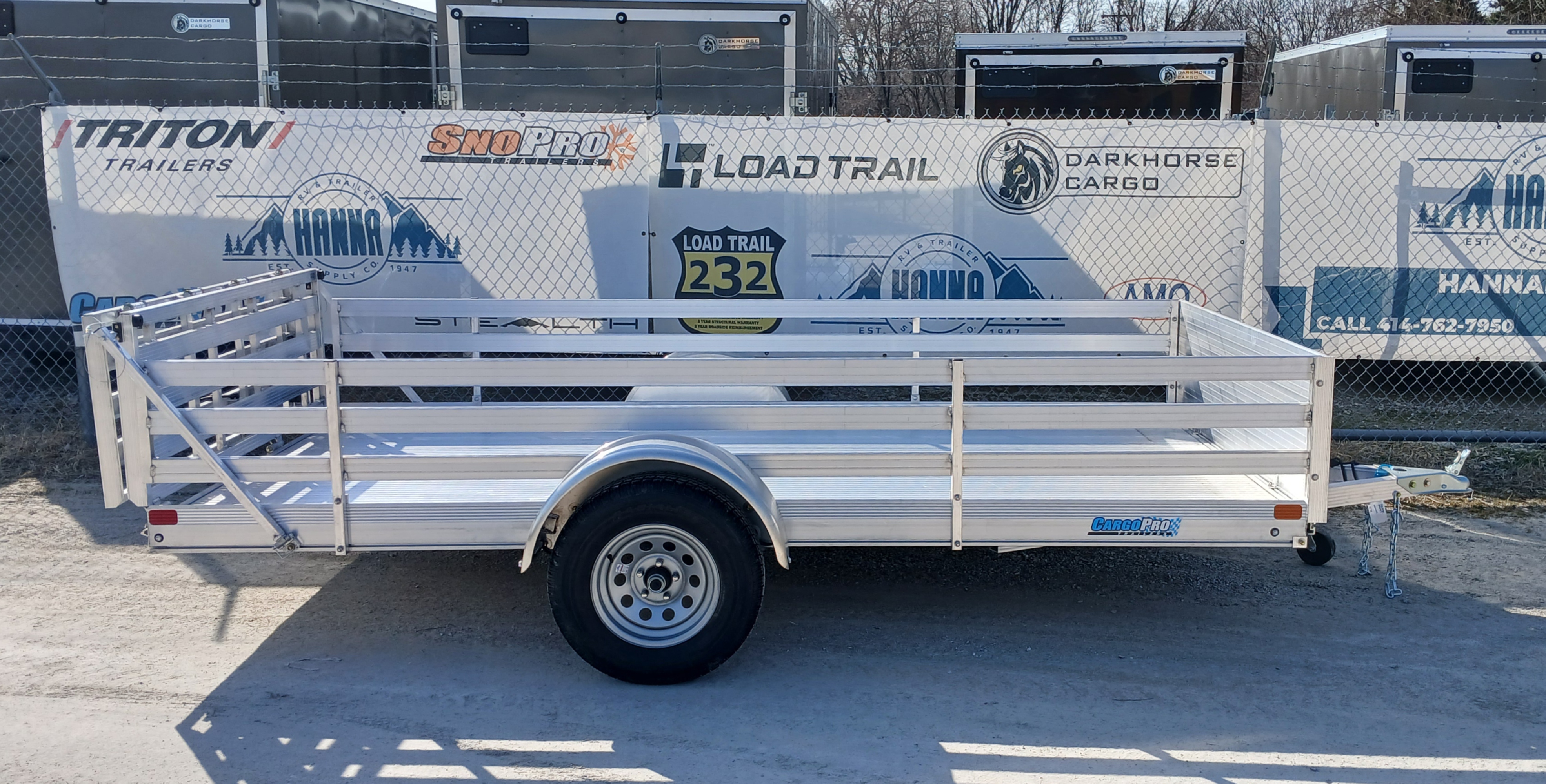 FlexHaul 72 X 12 All Aluminum Utility Trailer- Solid Front and Fence Style Sides and Bi-Fold Gate